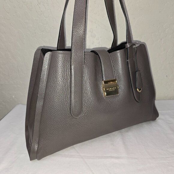 Radley London Sloane Street Large Zip-Top Gray Pebble Grain Leather Shoulder Bag - Picture 6 of 16